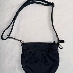 Coach Black Signature Canvas Crossbody with Patent Trim